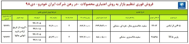 جدول شرایط جدید ثبت نام اقساطی ایران خودرو - 3 دی 98.jpg