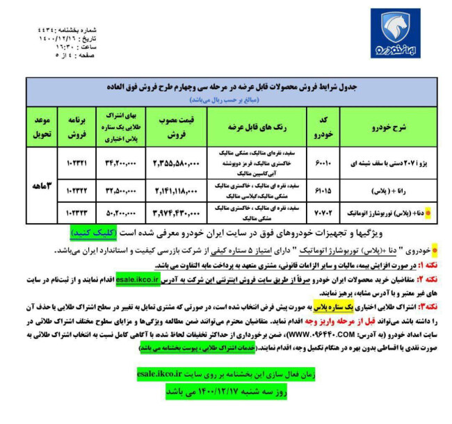 فروش فوق العاده ایران خودرو ویژه مادران 17 اسفند 1400.jpg